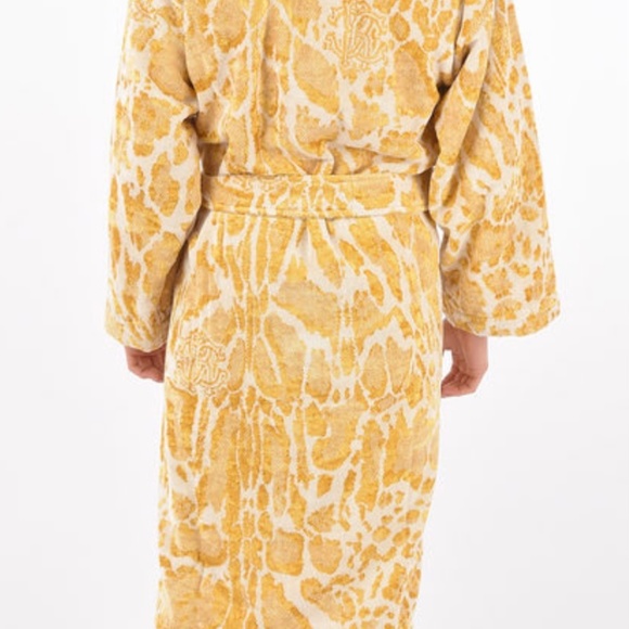 Roberto Cavalli terry bathrobe  shawl  collar Linx Gold Unisex size S/M - Picture 3 of 6